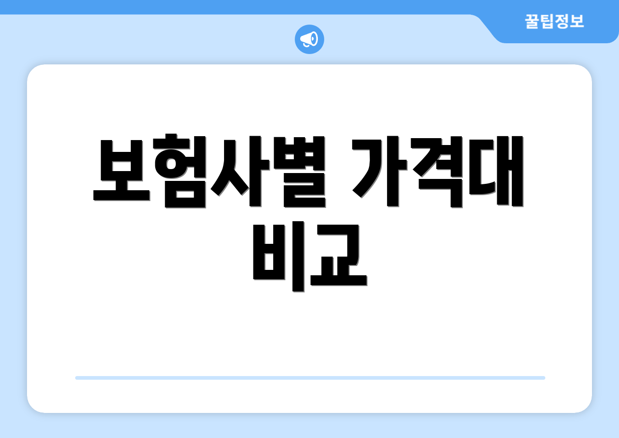보험사별 가격대 비교