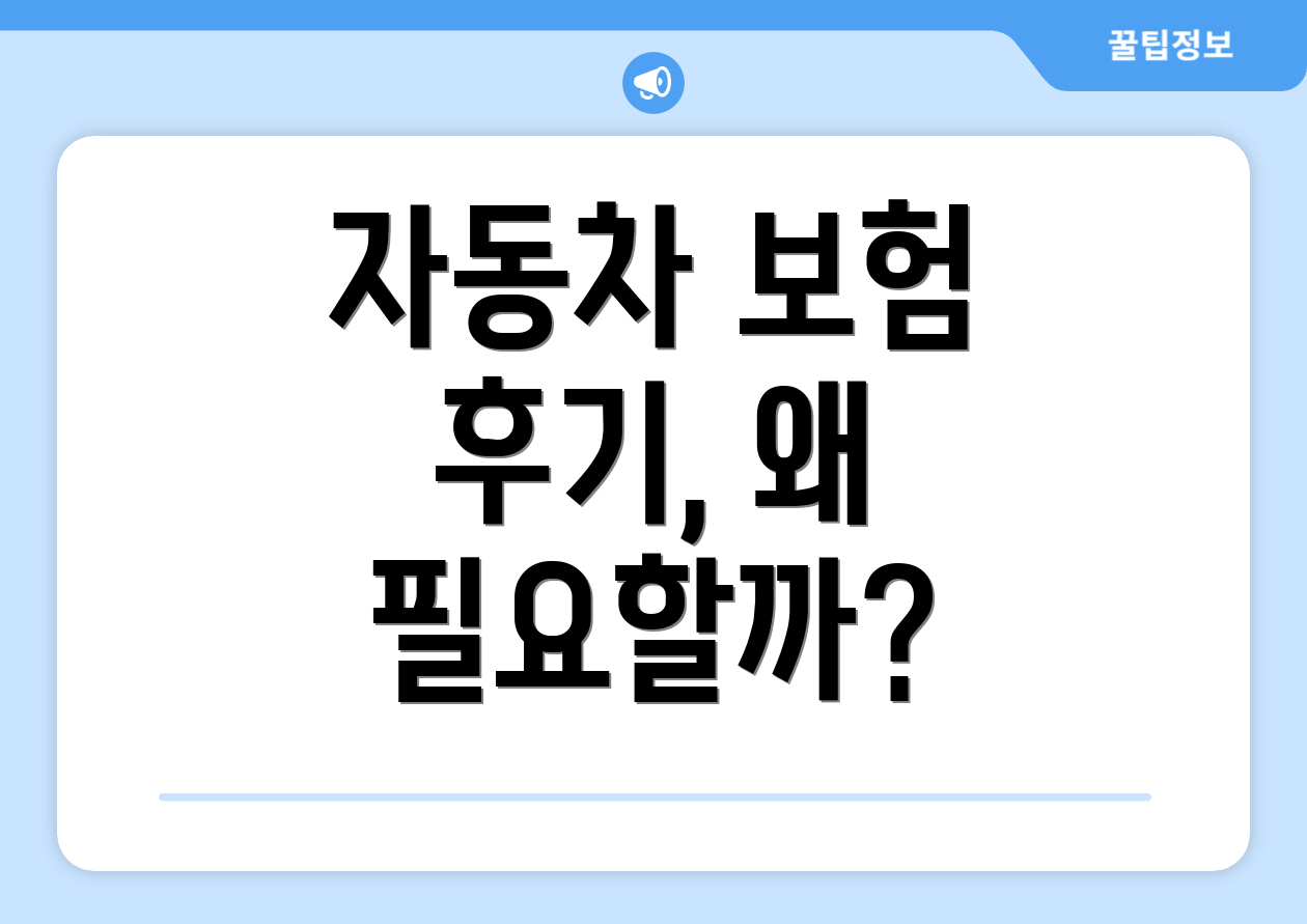 자동차 보험 후기, 왜 필요할까?
